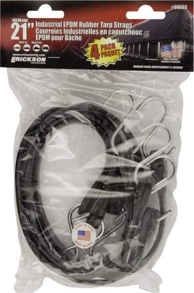 Erickson Manufacturing - Tarp Strap with S Hook - 21" OAL, Black - Americas Industrial Supply