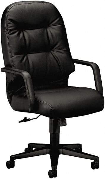 Hon - 25" High Pneumatic Height Adjustable Chair - 22" Wide x 18" Deep, Leather, Memory Foam Seat, Black - Americas Industrial Supply