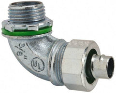 Cooper Crouse-Hinds - 3/8" Trade, Malleable Iron Threaded Angled Liquidtight Conduit Connector - Noninsulated - Americas Industrial Supply