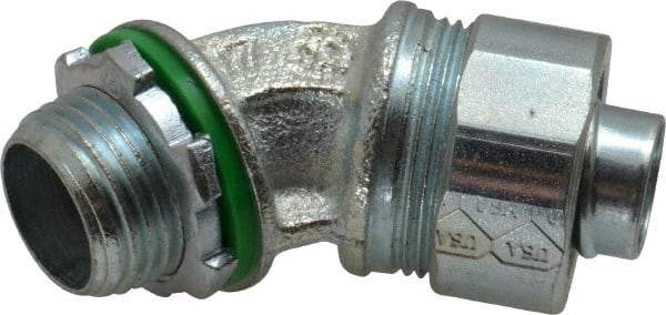 Cooper Crouse-Hinds - 1/2" Trade, Malleable Iron Threaded Angled Liquidtight Conduit Connector - Noninsulated - Americas Industrial Supply