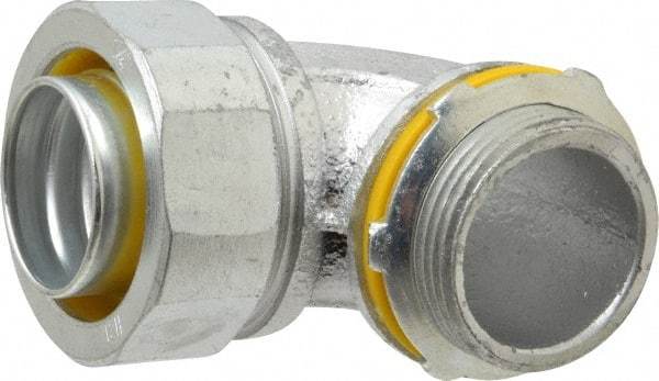 Cooper Crouse-Hinds - 1-1/4" Trade, Malleable Iron Threaded Angled Liquidtight Conduit Connector - Noninsulated - Americas Industrial Supply