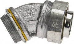 Cooper Crouse-Hinds - 1-1/2" Trade, Malleable Iron Threaded Angled Liquidtight Conduit Connector - Noninsulated - Americas Industrial Supply