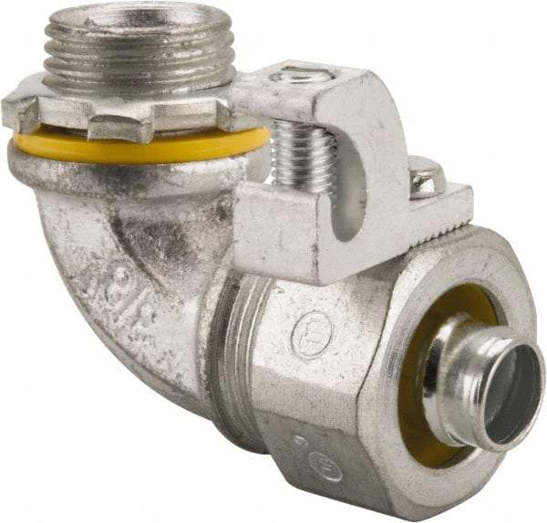 Cooper Crouse-Hinds - 3/8" Trade, Malleable Iron Threaded Angled Liquidtight Conduit Connector - Noninsulated - Americas Industrial Supply