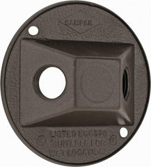 Cooper Crouse-Hinds - 2 Outlet, 1/2" Hole Diam, Powder Coat Finish, Round Noncorrosive Weatherproof Box Cover - 4-1/2" Wide x 9/16" High, Wet Locations, Aluminum, UL Listed - Americas Industrial Supply