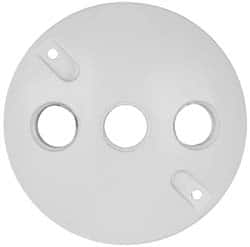 Cooper Crouse-Hinds - 3 Outlet, 1/2" Hole Diam, Powder Coat Finish, Round Noncorrosive Weatherproof Box Cover - 4-1/2" Wide x 9/16" High, Wet Locations, Aluminum, UL Listed - Americas Industrial Supply