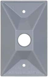 Cooper Crouse-Hinds - 1 Outlet, 1/2" Hole Diam, Powder Coat Finish, Rectangle Noncorrosive Weatherproof Box Cover - 4-1/2" Long x 2-3/4" Wide x 7/8" High, Wet Locations, Aluminum, UL Listed - Americas Industrial Supply