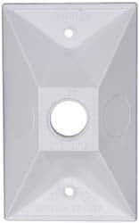 Cooper Crouse-Hinds - 1 Outlet, 1/2" Hole Diam, Powder Coat Finish, Rectangle Noncorrosive Weatherproof Box Cover - 4-1/2" Long x 2-3/4" Wide x 7/8" High, Wet Locations, Aluminum, UL Listed - Americas Industrial Supply