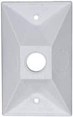 Cooper Crouse-Hinds - 1 Outlet, 1/2" Hole Diam, Powder Coat Finish, Rectangle Noncorrosive Weatherproof Box Cover - 4-1/2" Long x 2-3/4" Wide x 7/8" High, Wet Locations, Aluminum, UL Listed - Americas Industrial Supply