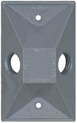 Cooper Crouse-Hinds - 2 Outlet, 1/2" Hole Diam, Powder Coat Finish, Rectangle Noncorrosive Weatherproof Box Cover - 4-5/8" Long x 2-7/8" Wide x 1-1/16" High, Wet Locations, Aluminum, UL Listed - Americas Industrial Supply