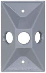 Cooper Crouse-Hinds - 3 Outlet, 1/2" Hole Diam, Powder Coat Finish, Rectangle Noncorrosive Weatherproof Box Cover - 4-5/8" Long x 2-7/8" Wide x 1-1/16" High, Wet Locations, Aluminum, UL Listed - Americas Industrial Supply