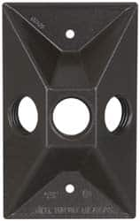 Cooper Crouse-Hinds - 3 Outlet, 1/2" Hole Diam, Powder Coat Finish, Rectangle Noncorrosive Weatherproof Box Cover - 4-5/8" Long x 2-7/8" Wide x 1-1/16" High, Wet Locations, Aluminum, UL Listed - Americas Industrial Supply