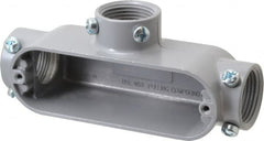 Cooper Crouse-Hinds - Form 5, T Body, 1" Trade, EMT, IMC, Rigid Aluminum Conduit Body - Rectangle, 6.33" OAL, 12.2 cc Capacity, Gray - Americas Industrial Supply