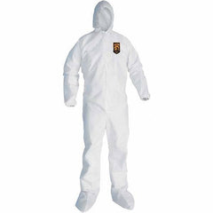 KleenGuard - Size 3XL SMS General Purpose Coveralls - White, Zipper Closure, Elastic Cuffs, with Boots, Serged Seams - Americas Industrial Supply