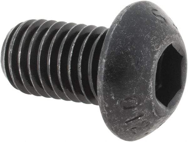 Value Collection - M12x1.75 Metric Coarse Hex Socket Drive, Button Screw - Grade 12.9 Alloy Steel, Black Oxide Finish, Fully Threaded, 20mm Length Under Head - Americas Industrial Supply