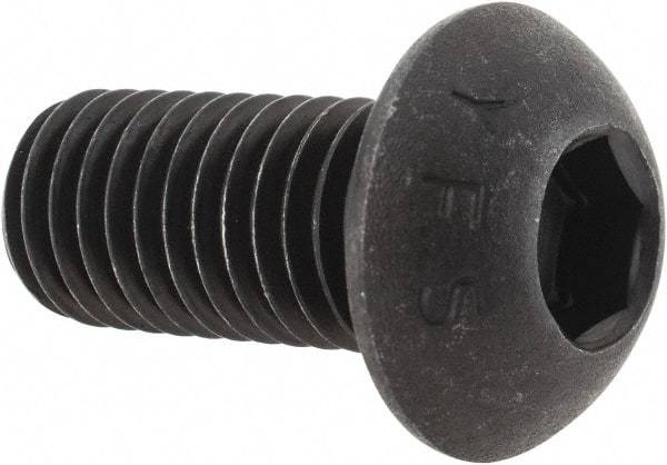 Value Collection - M12x1.75 Metric Coarse Hex Socket Drive, Button Screw - Grade 12.9 Alloy Steel, Black Oxide Finish, Fully Threaded, 25mm Length Under Head - Americas Industrial Supply