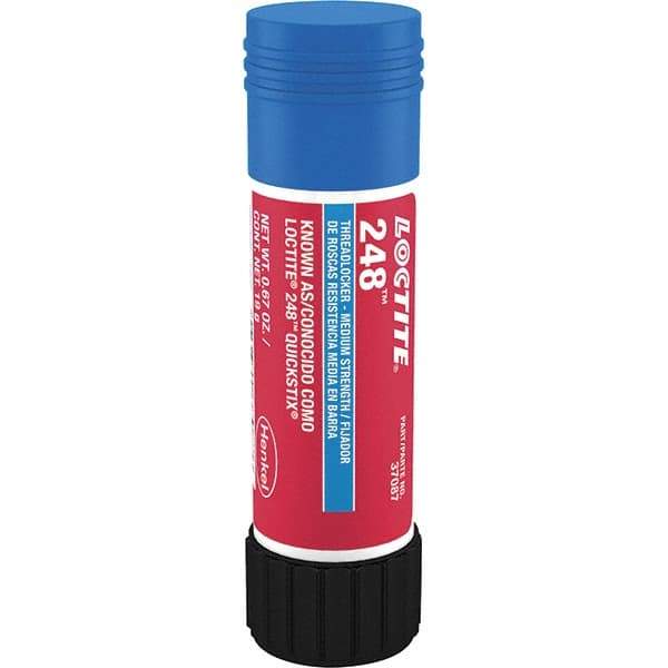 Loctite - 19 g Stick, Blue, Medium Strength Semisolid Threadlocker - Series 248, 24 hr Full Cure Time, Hand Tool, Heat Removal - Americas Industrial Supply