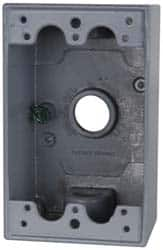 Cooper Crouse-Hinds - 1 Gang, (3) 1/2" Knockouts, Aluminum Rectangle Outlet Box - 4-9/16" Overall Height x 2-7/8" Overall Width x 2" Overall Depth, Weather Resistant - Americas Industrial Supply