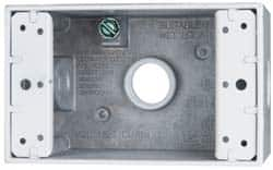 Cooper Crouse-Hinds - 1 Gang, (3) 1/2" Knockouts, Aluminum Rectangle Outlet Box - 4-9/16" Overall Height x 2-7/8" Overall Width x 2" Overall Depth, Weather Resistant - Americas Industrial Supply