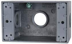 Cooper Crouse-Hinds - 1 Gang, (3) 3/4" Knockouts, Aluminum Rectangle Outlet Box - 4-9/16" Overall Height x 2-7/8" Overall Width x 2" Overall Depth, Weather Resistant - Americas Industrial Supply