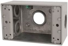 Cooper Crouse-Hinds - 1 Gang, (4) 3/4" Knockouts, Aluminum Rectangle Outlet Box - 4-9/16" Overall Height x 2-7/8" Overall Width x 2" Overall Depth, Weather Resistant - Americas Industrial Supply