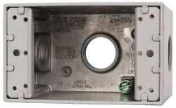 Cooper Crouse-Hinds - 1 Gang, (3) 3/4" Knockouts, Aluminum Rectangle Outlet Box - 4-1/4" Overall Height x 2-7/8" Overall Width x 2-21/32" Overall Depth, Weather Resistant - Americas Industrial Supply