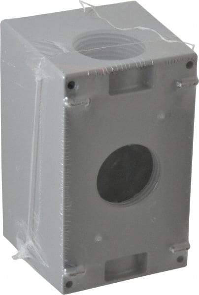 Cooper Crouse-Hinds - 1 Gang, (3) 1" Knockouts, Aluminum Rectangle Outlet Box - 4-1/4" Overall Height x 2-7/8" Overall Width x 2-21/32" Overall Depth, Weather Resistant - Americas Industrial Supply