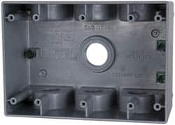 Cooper Crouse-Hinds - 3 Gang, (7) 3/4" Knockouts, Aluminum Rectangle Outlet Box - 2-5/8" Overall Depth, Weather Resistant - Americas Industrial Supply