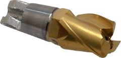 Seco - MM08 M03 Grade F40M Carbide End Milling Tip Insert - TiAlN/TiN Finish, 3 Flutes, 0.315" Cutting Diam, 0.394" Depth of Cut, 0.512" Extension, 0.039" Cnr Rad - Americas Industrial Supply