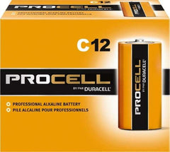 Duracell - Size C, Alkaline, Standard Battery - 1.5 Volts, Button Tab Terminal - Americas Industrial Supply