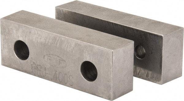 Gibraltar - 4-1/8" Wide x 1-1/2" High x 1" Thick, Flat/No Step Vise Jaw - Soft, Steel, Fixed Jaw, Compatible with 4" Vises - Americas Industrial Supply