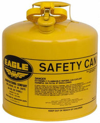 Eagle - 5 Gal Galvanized Steel Type I Safety Can - 13-1/2" High x 12-1/2" Diam, Yellow - Americas Industrial Supply
