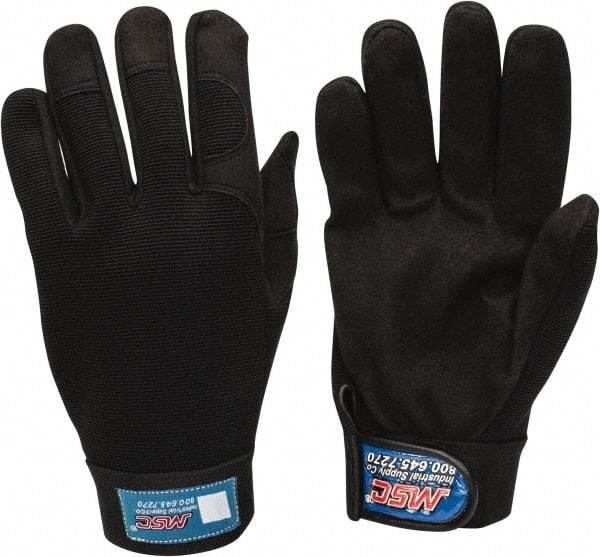 MSC - Size S (7) Amara Work Gloves - For Mechanic's & Lifting, Uncoated, Hook & Loop Cuff, Full Fingered, Black, Paired - Americas Industrial Supply