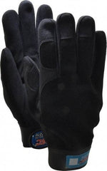 MSC - Size XL (10) Amara Work Gloves - For Mechanic's & Lifting, Uncoated, Hook & Loop Cuff, Full Fingered, Black, Paired - Americas Industrial Supply
