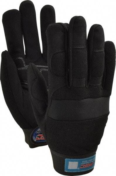 MSC - Size S (7) Amara with Padding Anti-Vibration/Impact Protection Work Gloves - For Mechanic's & Lifting, Uncoated, Hook & Loop Cuff, Full Fingered, Black, Paired - Americas Industrial Supply