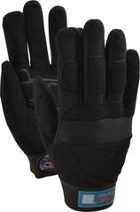 MSC - Size S (7) Amara with Padding Anti-Vibration/Impact Protection Work Gloves - For Mechanic's & Lifting, Uncoated, Hook & Loop Cuff, Full Fingered, Black, Paired - Americas Industrial Supply