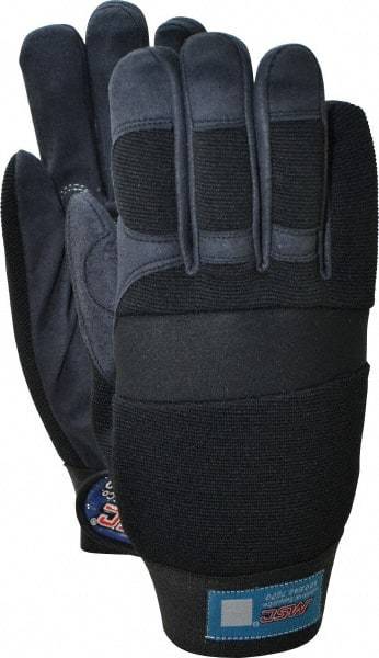 MSC - Size XL (10) Amara with Padding Anti-Vibration/Impact Protection Work Gloves - For Mechanic's & Lifting, Uncoated, Hook & Loop Cuff, Full Fingered, Black, Paired - Americas Industrial Supply