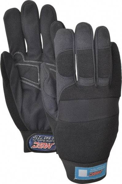 MSC - Size 2XL (11) Amara with Padding Anti-Vibration/Impact Protection Work Gloves - For Mechanic's & Lifting, Uncoated, Hook & Loop Cuff, Full Fingered, Black, Paired - Americas Industrial Supply