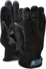 MSC - Size L (9) Amara Work Gloves - For Mechanic's & Lifting, Uncoated, Slip-On Cuff, Full Fingered, Black, Paired - Americas Industrial Supply