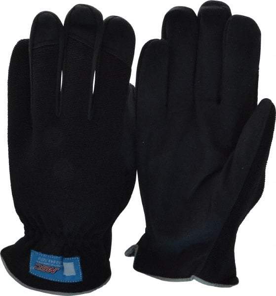 MSC - Size XL (10) Amara Work Gloves - For Mechanic's & Lifting, Uncoated, Slip-On Cuff, Full Fingered, Black, Paired - Americas Industrial Supply