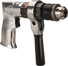 Chicago Pneumatic - 1/2" Keyed Chuck - Pistol Grip Handle, 500 RPM, 1.42 LPS, 3 CFM, 0.5 hp, 90 psi - Americas Industrial Supply