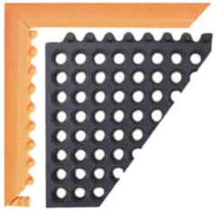 Notrax - 5' Long x 2" Wide x 3/4" Thick, Anti-Fatigue Modular Matting Ramp Edge - Male, Black, Series 551 - Americas Industrial Supply