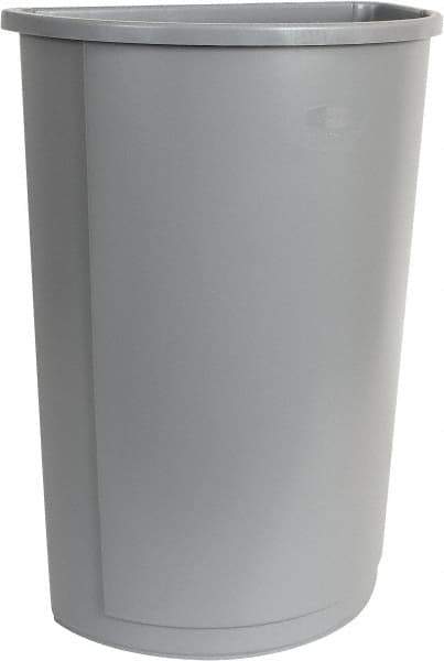 Rubbermaid - 21 Gal Gray Half-Round Trash Can - Polyethylene, 28" High x 21" Long x 11" Wide - Americas Industrial Supply