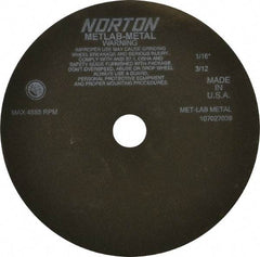 Norton - 10" 90 Grit Aluminum Oxide Cutoff Wheel - 1/16" Thick, 1-1/4" Arbor, 4,585 Max RPM, Use with Angle Grinders - Americas Industrial Supply