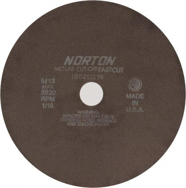 Norton - 10" 90 Grit Aluminum Oxide Cutoff Wheel - 1/16" Thick, 1-1/4" Arbor, 3,820 Max RPM, Use with Angle Grinders - Americas Industrial Supply