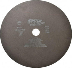 Norton - 12" 90 Grit Aluminum Oxide Cutoff Wheel - 1/16" Thick, 1-1/4" Arbor, 3,185 Max RPM, Use with Angle Grinders - Americas Industrial Supply