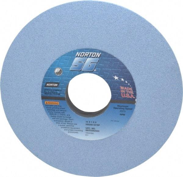 Norton - 12" Diam x 3" Hole x 1" Thick, G Hardness, 60 Grit Surface Grinding Wheel - Ceramic, Type 1, Medium Grade, 2,070 Max RPM, Vitrified Bond, No Recess - Americas Industrial Supply