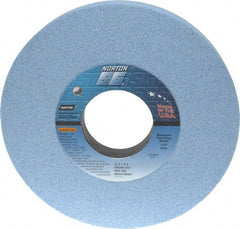 Norton - 10" Diam x 3" Hole x 1" Thick, J Hardness, 46 Grit Surface Grinding Wheel - Ceramic, Type 1, Coarse Grade, 2,485 Max RPM, Vitrified Bond, No Recess - Americas Industrial Supply