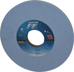 Norton - 12" Diam x 3" Hole x 1" Thick, J Hardness, 46 Grit Surface Grinding Wheel - Ceramic, Type 1, Coarse Grade, 2,070 Max RPM, Vitrified Bond, No Recess - Americas Industrial Supply
