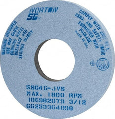 Norton - 14" Diam x 5" Hole x 1-1/2" Thick, J Hardness, 46 Grit Surface Grinding Wheel - Ceramic, Type 1, Coarse Grade, 1,800 Max RPM, Vitrified Bond, No Recess - Americas Industrial Supply