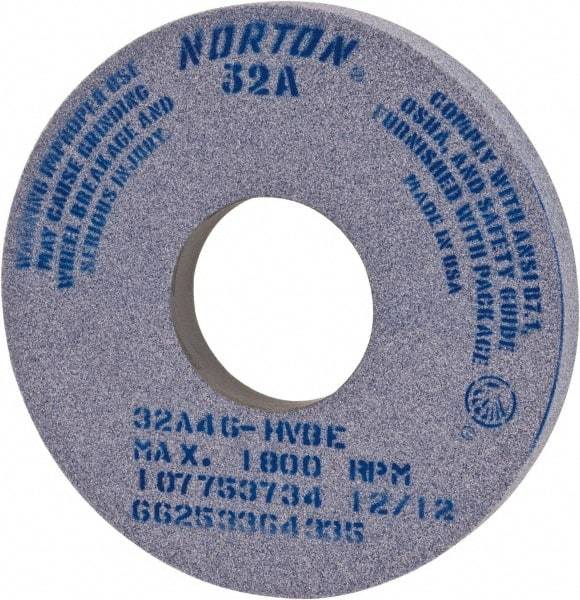 Norton - 14" Diam x 5" Hole x 1" Thick, I Hardness, 46 Grit Surface Grinding Wheel - Ceramic, Type 1, Coarse Grade, 1,800 Max RPM, Vitrified Bond, No Recess - Americas Industrial Supply